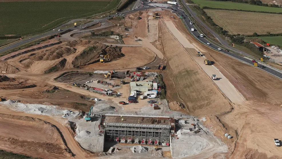 Drone image of A30 Chiverton to Carland Cross construction