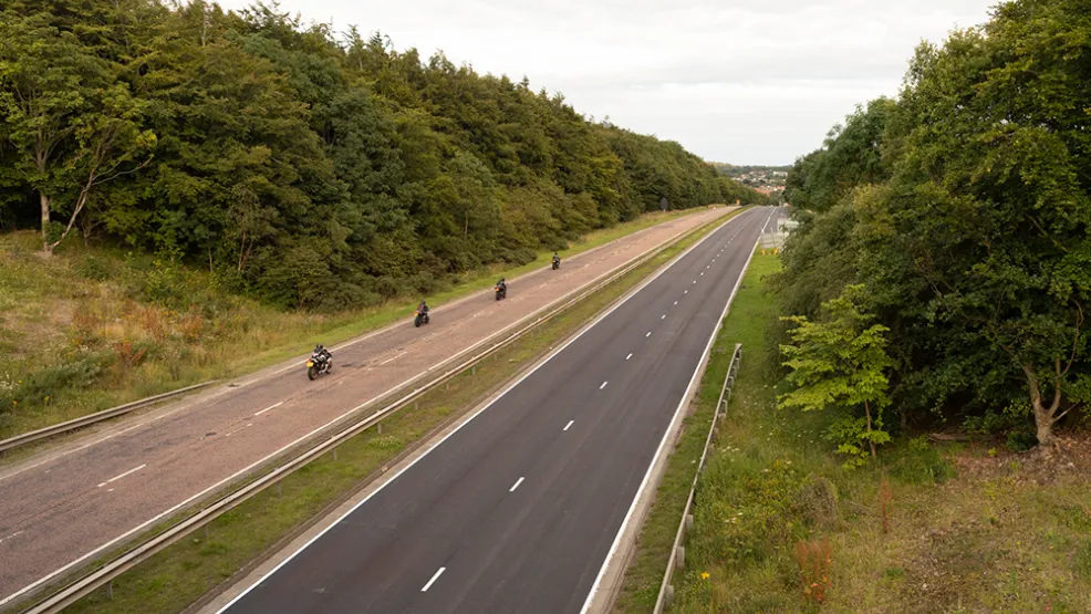 Bikers on the southbound carriageway of the A90