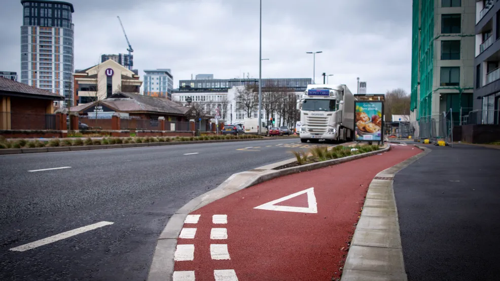 SuperColour Ultra cycle path on Trafford Road in Greater Manchester
