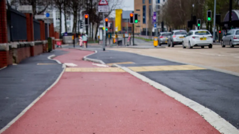 SuperColour Ultra used on a cycle path on Trafford Road in Greater Manchester