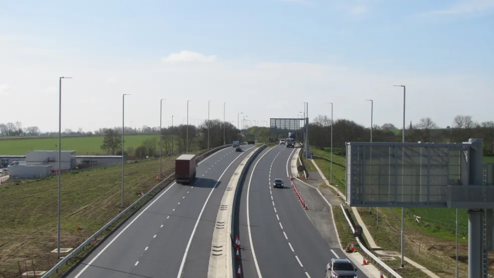 The completed A14 project from a bridge