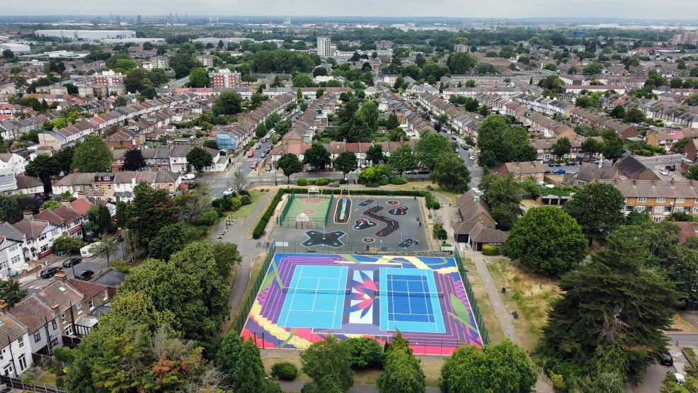 Bostall Gardens Tennis Court Aerial View