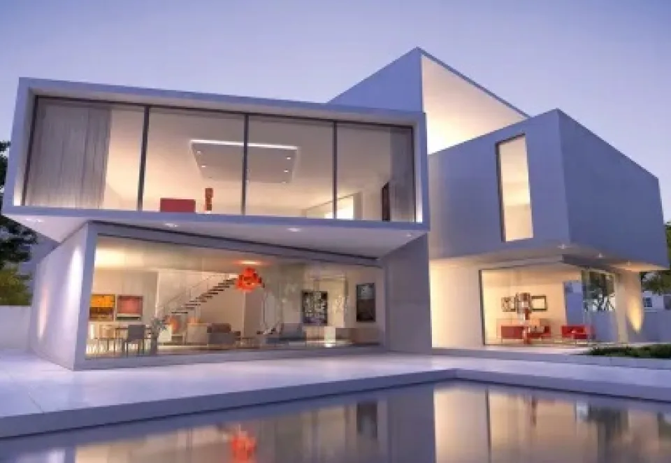 Agilia self compacting ready mix concrete modern white house by pool