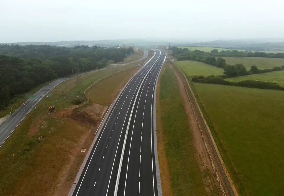 A30 with a road running parallel to it
