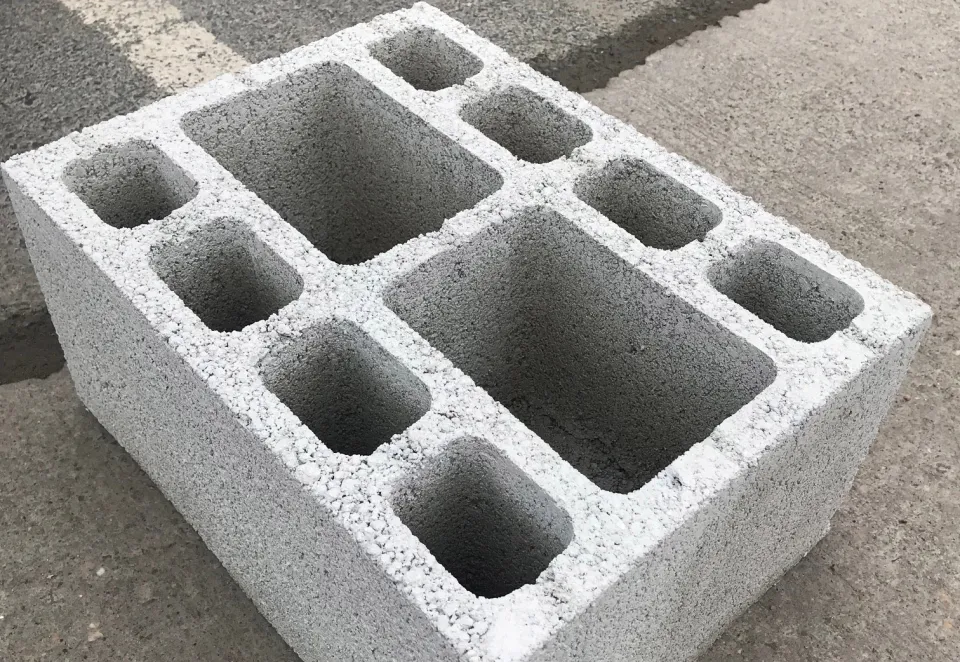 Large concrete foundation block