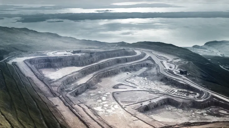 Ariel view of Glensanda Quarry in Scotland