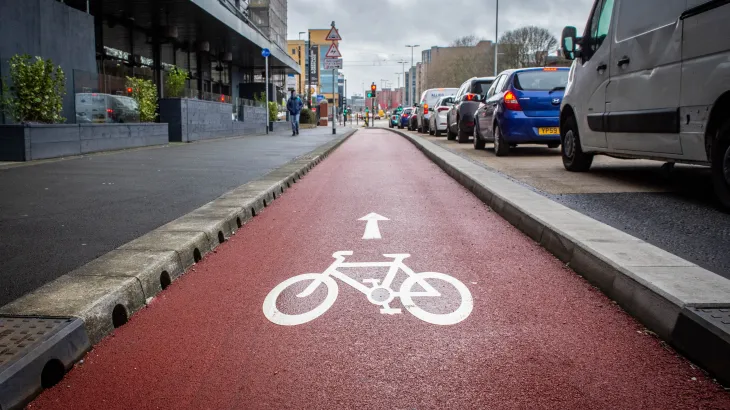 SuperColour Ultra used on a cycle path on Trafford Road in Greater Manchester
