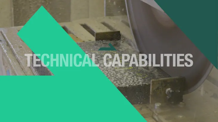 Technical Capabilities thumbnail with a saw cutting asphalt
