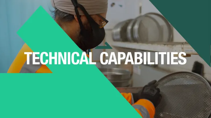 Technical Capabilities thumbnail with a technician wearing a face mask