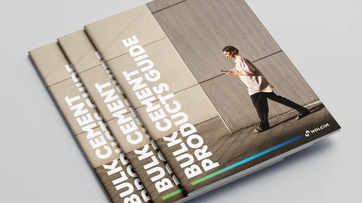 Three bagged cement Brochures stacked on each other