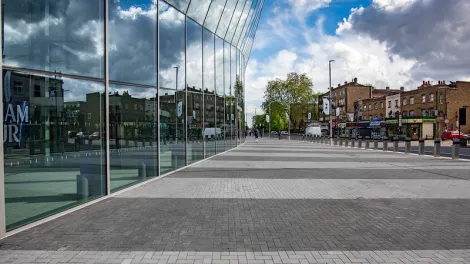 an image of urbanpave flag and block paving in situe outside tottenham hotspurs stadium