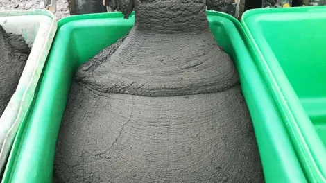 Mortar being poured at Eco Readmix Ltd which has been acquired by Aggregate Industries