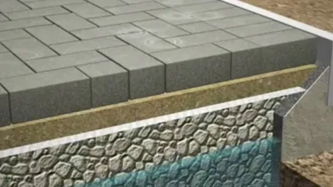3D cutout of a SuDS solution for paving