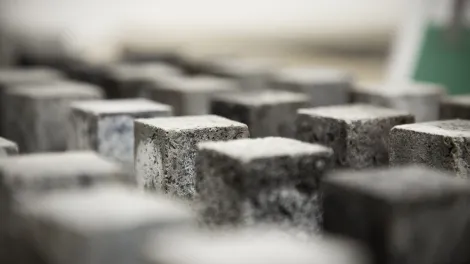 concrete test blocks lined up in a test environment