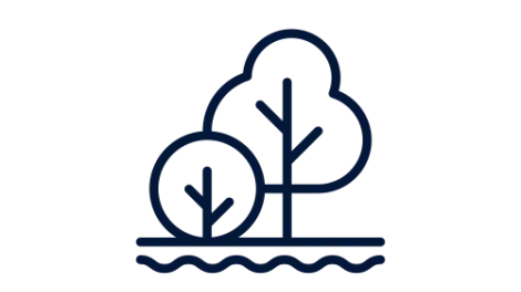 Icon of trees in front of water