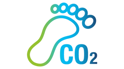 Icon of a footprint with the text CO2