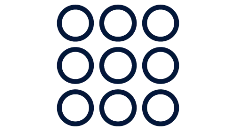 Icon of 9 circles of the same time in a grid