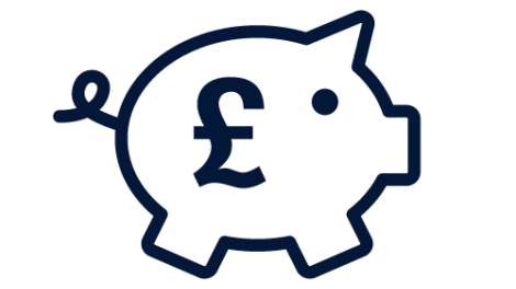 Icon of a pig with a pound sterling symbol inside it
