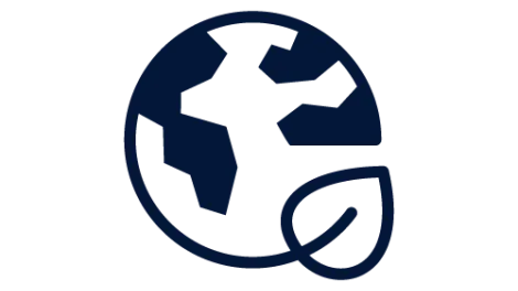 Icon of the earth with a leave circling it