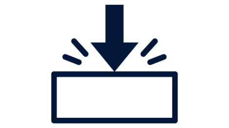 Icon showing an arrow pointing at a surface indicating pressure