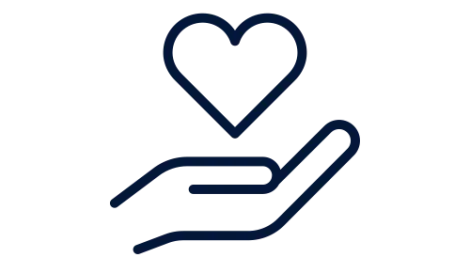 Icon showing a hand with a heart above