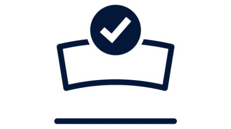 Icon showing an object with a tick on it