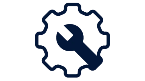 Icon of a spanner inside a cog