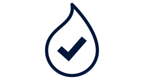 Icon of a droplet with a tick inside