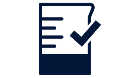 Icon of a sheet of paper with a tick on it