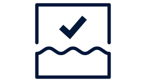 Icon showing a tick inside a square with ripples
