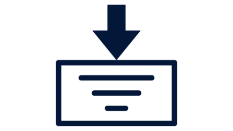 Icon of an arrow pointing at a surface with lines inside