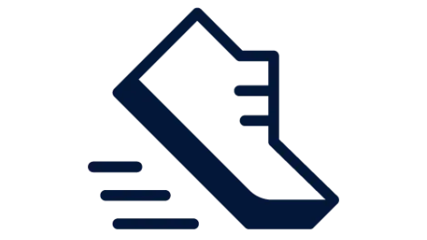 Icon of a shoe moving forward