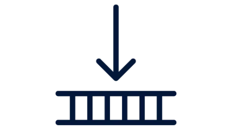 Icon showing an arrow point down at a surface