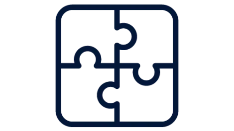 Icon of jigsaw pieces together in a square