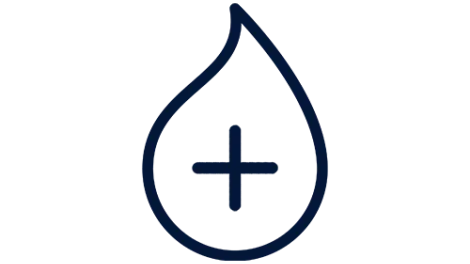 Icon showing a water droplet with a plus symbol inside