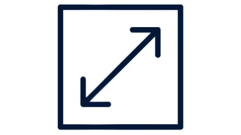Icon showing an arrow expanding a box