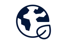 Icon of the earth with a leave circling it