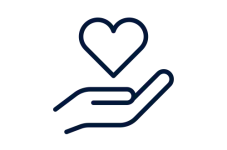 Icon showing a hand with a heart above