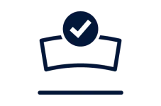 Icon showing an object with a tick on it