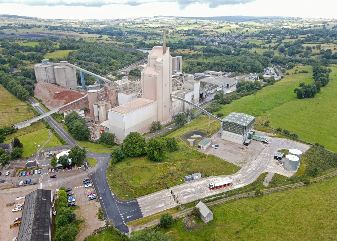 An aerial shot of our Cauldon cement plant in Staffordshire