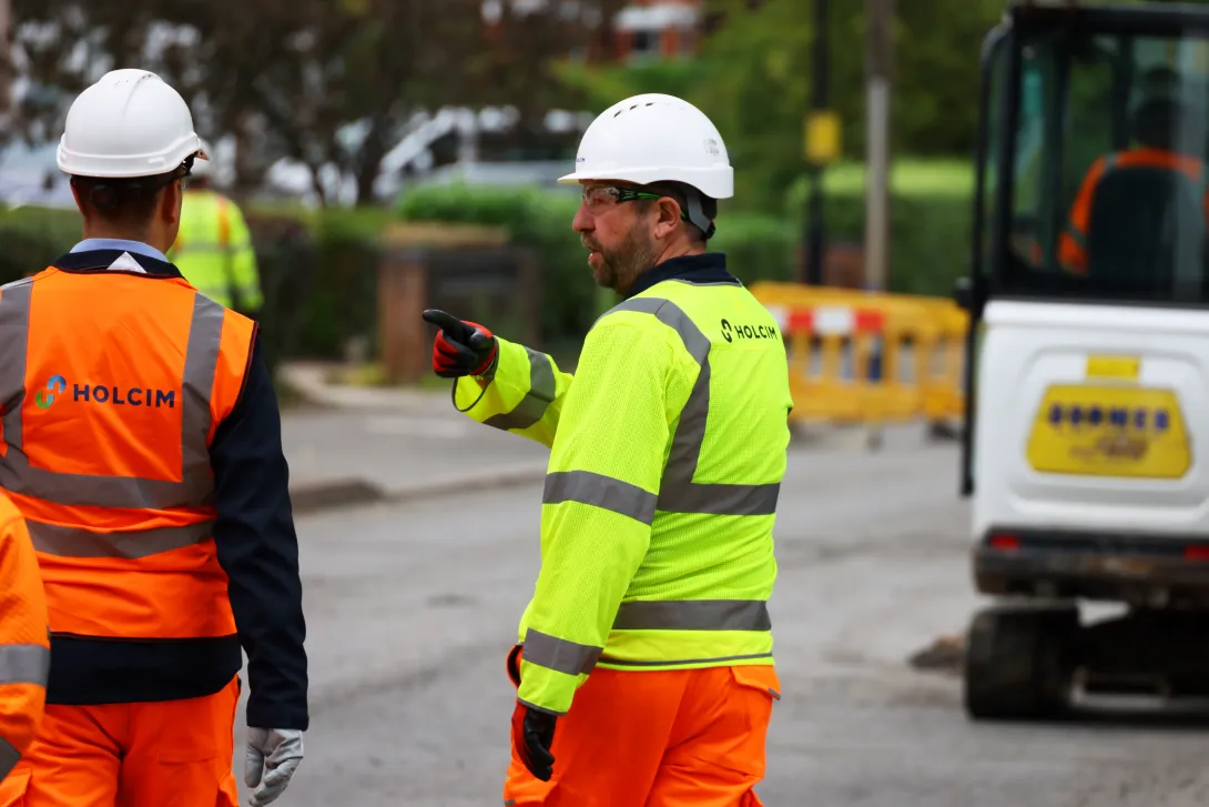 Two Holcim colleagues in high viz at the Coventry Live Labs scheme