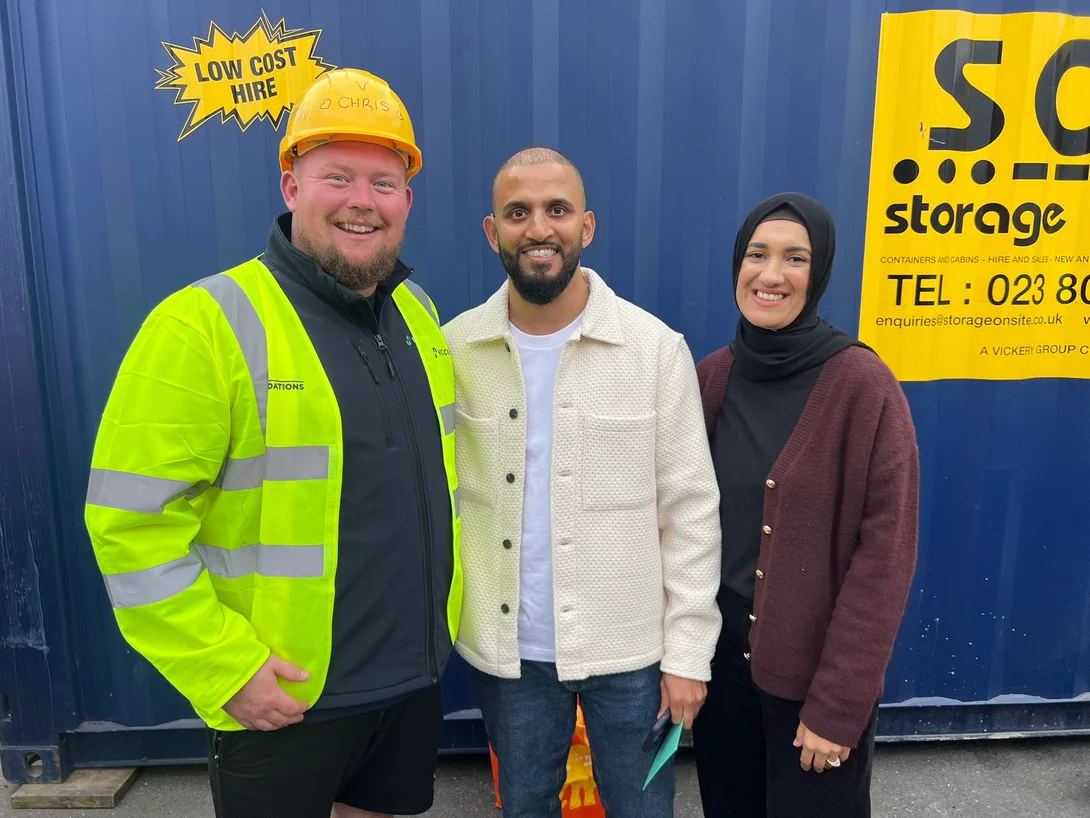 Chris Davdison with the Rifat family whose house he helped rebuild as part of DIY SOS