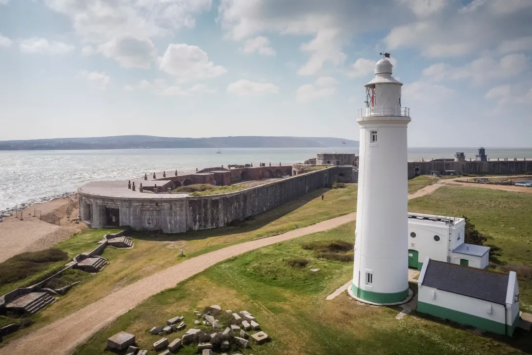 An aerial shot of Hurst Castle in Hampshire which was protected from coastal erosion using Aggregate Industries' Armourstone product