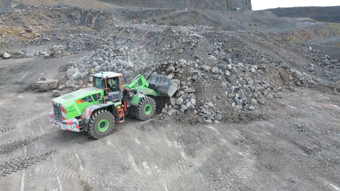 A Liugong 870HE electric loading shovel shifting rock at Holcim's Callow Quarry