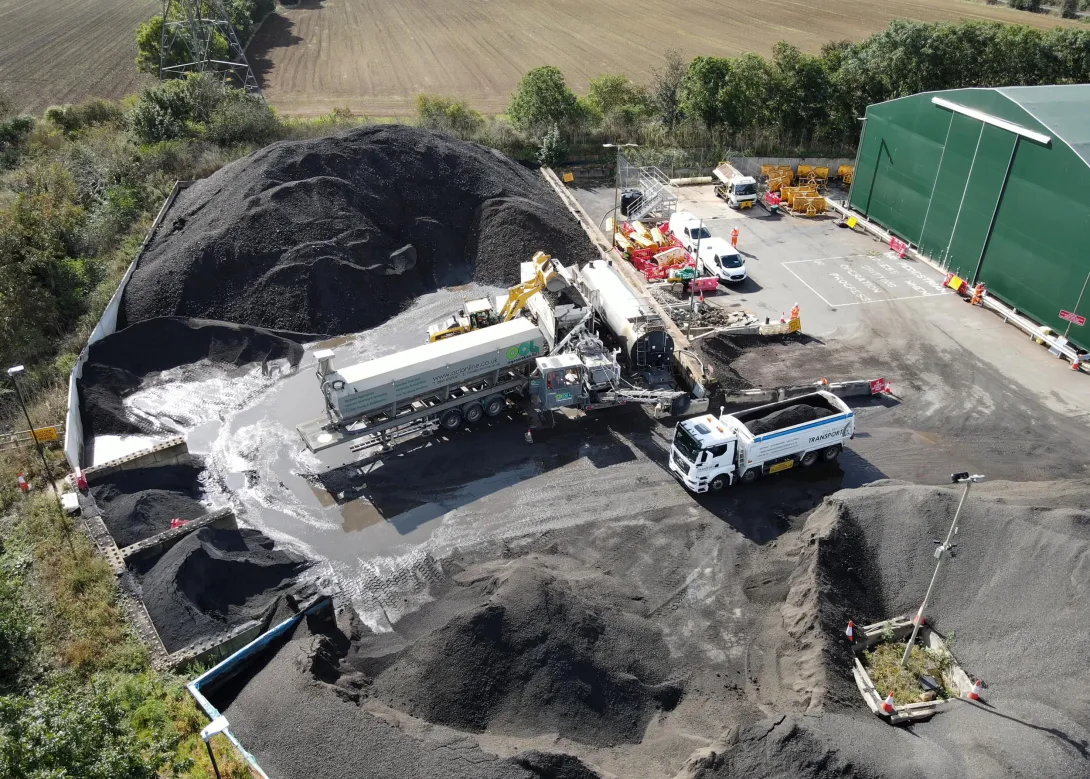 An aerial view of OCL Regeneration's Drayron site