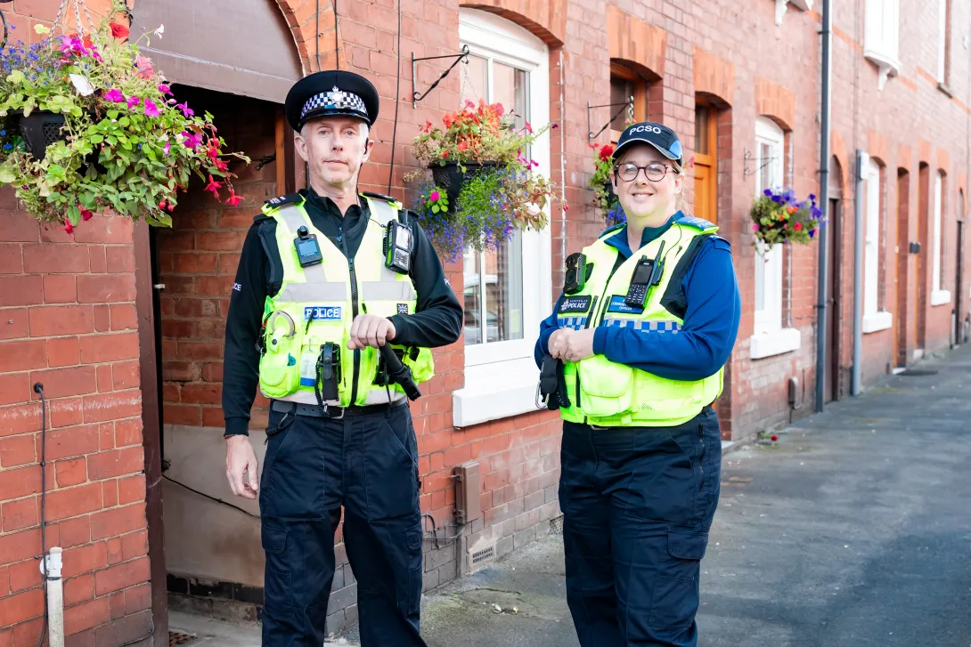 Rob Walsh out on patrol in Derby with  PCSO colleague