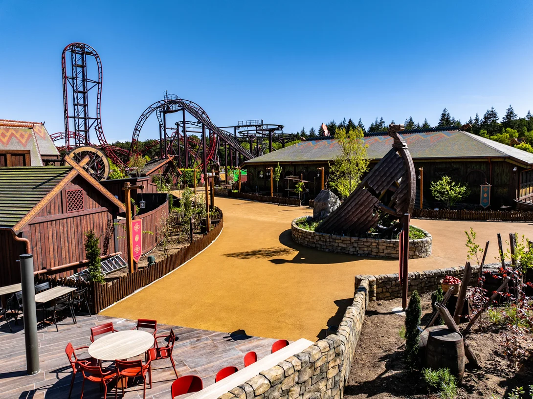 The new Valgard- Realm of the Vikings area at Paultons Park completed with Holcim's Supercolour Ultra Buff.