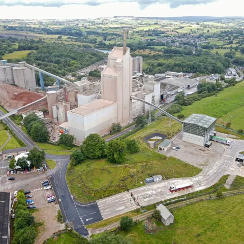 An aerial shot of our Cauldon cement plant in Staffordshire