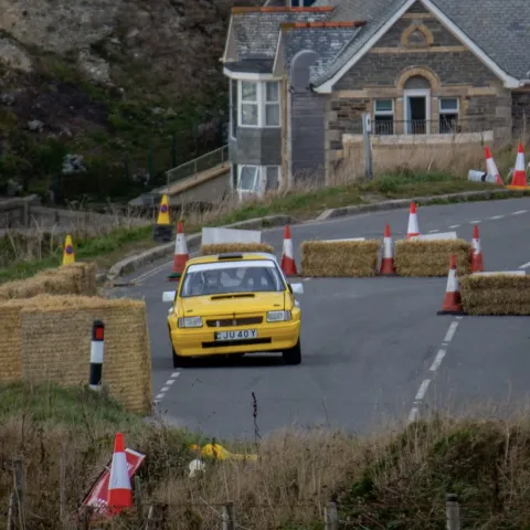 Anita Chesterton racing her Vauxhall Nova rally car